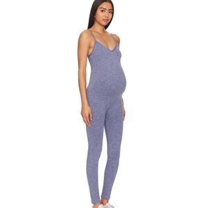 Hatch Collection The Body Rib Unitard Blue Small Maternity Jumpsuit Postpartum